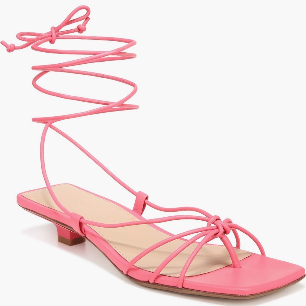 VERONICA BEARD Leather Foley Strappy Sandals (Coral)